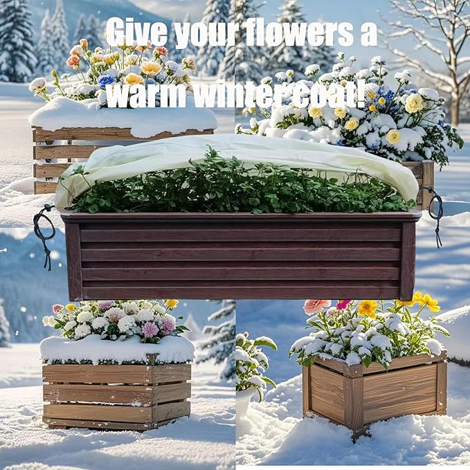 EJW Planter Cover, Plant Covers Freeze Protection,4 Pack68.8 17.7" 15.7" Planter Covers for Winter, Frost Cloths for Outdoor Plants, Raised Bed Covers for Winter.