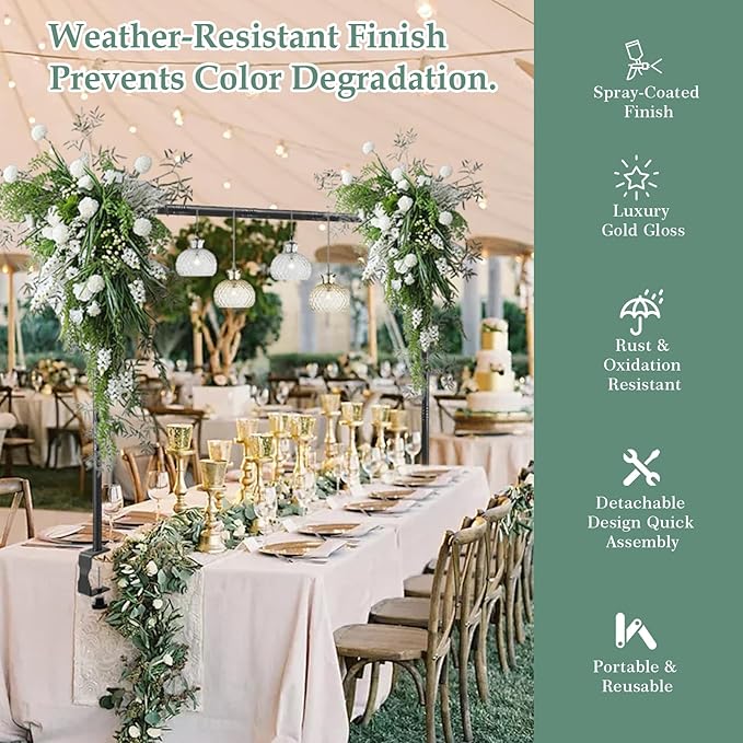 Over The Table Rod Stand with Clamps Adjustable 31"-110" Length 31"-64" Height, Table Balloon Arch Stand for Wedding Valentine Engagement Party, Black Table Arch Frame Hanging Decor Rod