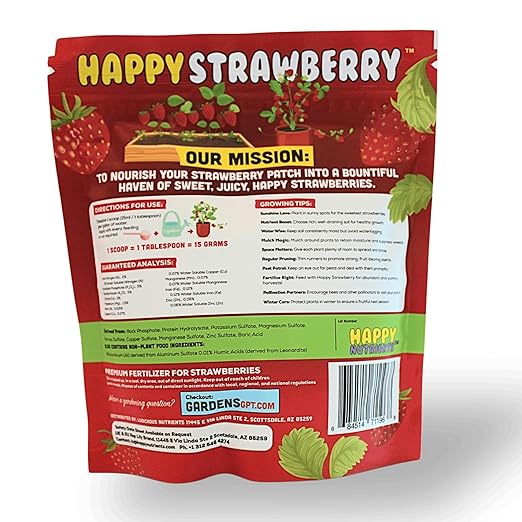 Happy Strawberry Fertilizer by Happy Nutrients Organic Premium Fertilizer for Strawberries & All Berries 12 oz (0.34 kg)