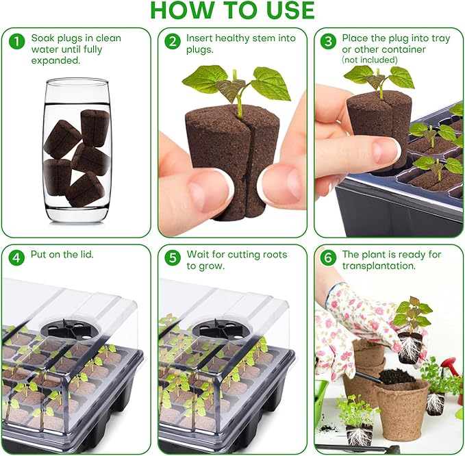 50 Pcs Grow Sponges,Replacement Seed Starter Plugs for Cuttings,Great for Soil, Tray or Planting Pods, Promotes Herbs, Vegetables and Flowers Growth