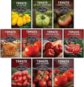 Tomato Seeds 10 Variety Pack for Planting - Cherokee Purple, Roma, Cherry, Aunt Ruby's Green, Hillbilly, Mortgage Lifter, Brandywine, & More - Non-GMO Heirloom Tomatoes - Survival Garden Seeds