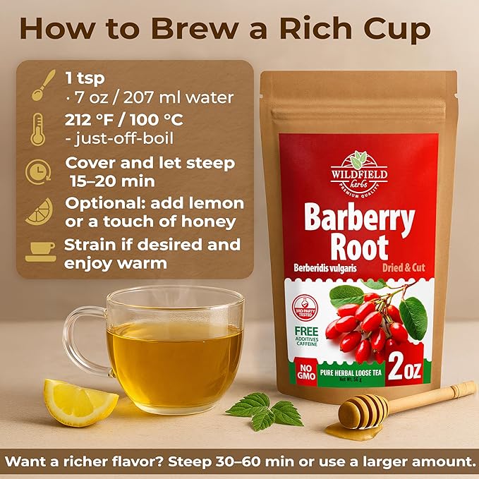 2 oz. Barberry Root Herbal Tea (Berberis vulgaris) – 56g Dried Barberry Root Tea Raíz de Agracejo