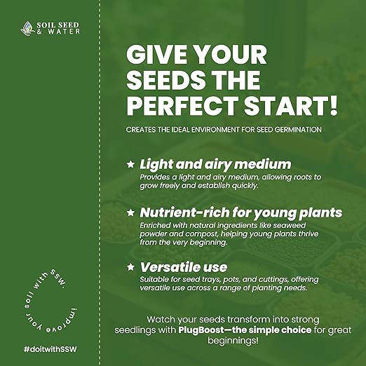 Soil Seed & Water PlugBoost Organic Seed Starter Soil Mix – OMRI Listed Soil for Seeds, Seedlings & Cuttings as a Seed Starter Mix