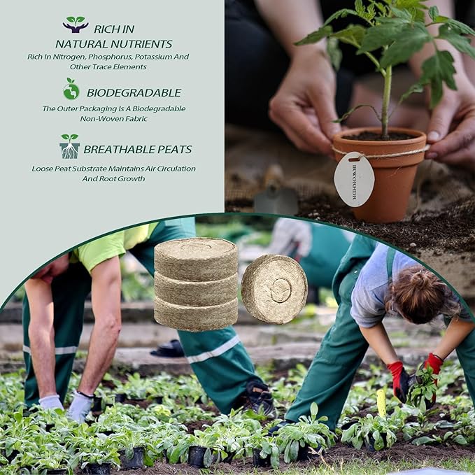 150 Pcs 30mm Peat Pellets for Seed Starting and Sowing, Compressed Seed Starter Pods for Garden Planting of Herbs, Flowers, and Vegetables