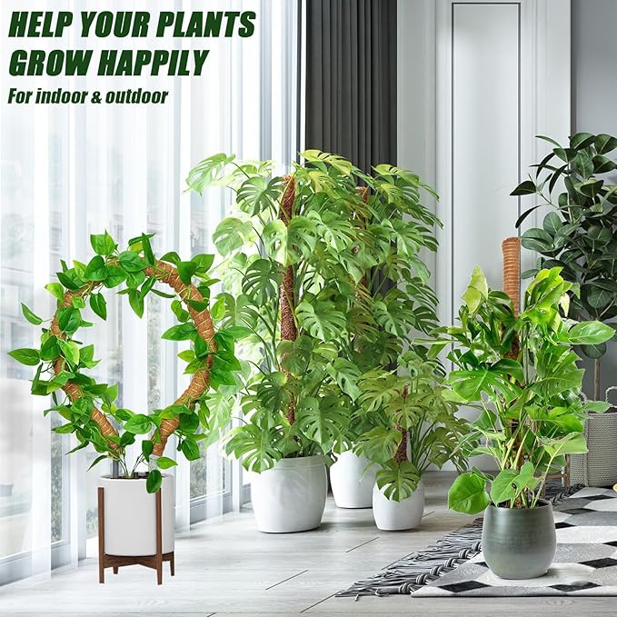 Moss Pole 31.5 Inch, 6 Pack Bendable Moss Pole for Plants Monstera, Moss Poles for Climbing Plants Indoor, Coconut Fiber Plant Poles Support Sticks for Potted Plants (31.5inch × 6pcs)