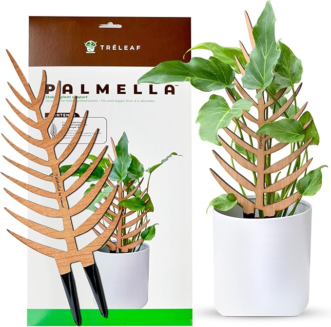 Treleaf Palmella Palm Leaf Inspired Wooden Trellis – Regular Size Indoor Plant Support for Climbing Plants – 12” Decorative Houseplant Trellis and Wooden Plant Stake for Potted Vines