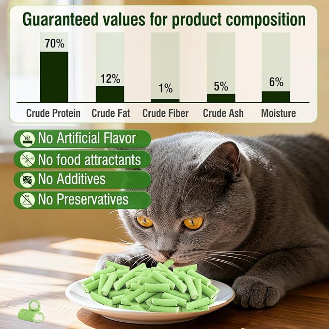 Havenfly Cat Grass Teething Sticks, 3.52oz Edible Natural Dried Cat Grass Treats with Chicken, Cats Snack for Hairball Removal and Dental Care