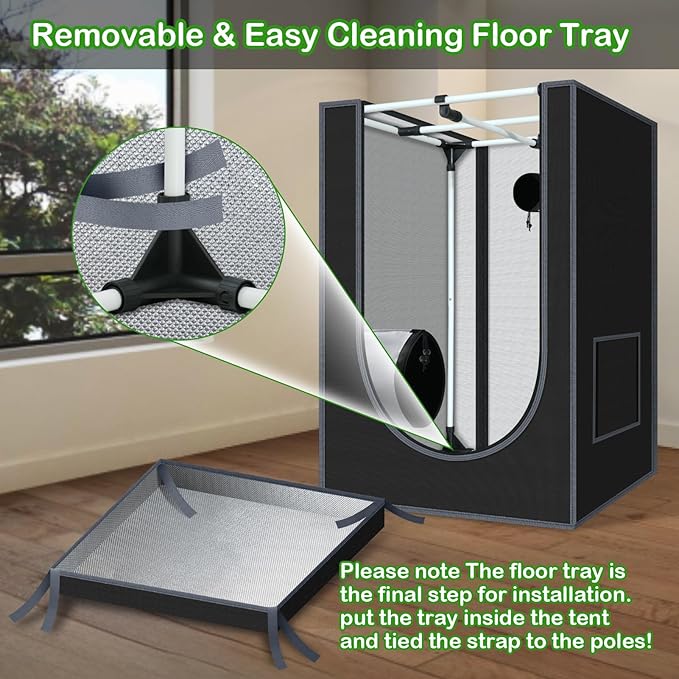 Grow Tent, 18"x18"x32"Grow Tent, Indoor Growing Tent with Observation Windows, Lightproof Tent with Floor Tray, Mylar Hydroponic Tent