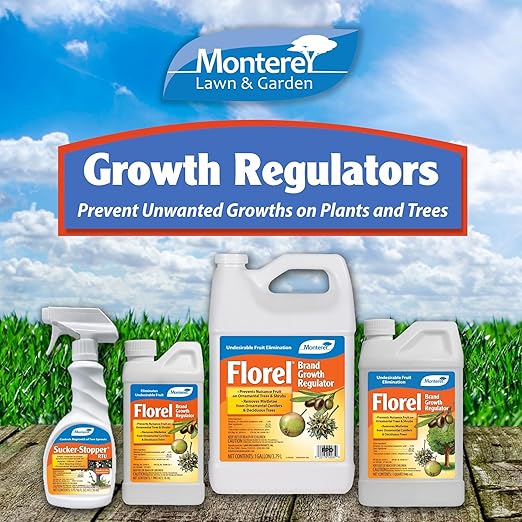 Monterey Florel Plant Growth Regulator Bundled with Measuring Spoon - Fruit Tree Spray - Florel Fruit Eliminator Spray for Trees - 1 Pint