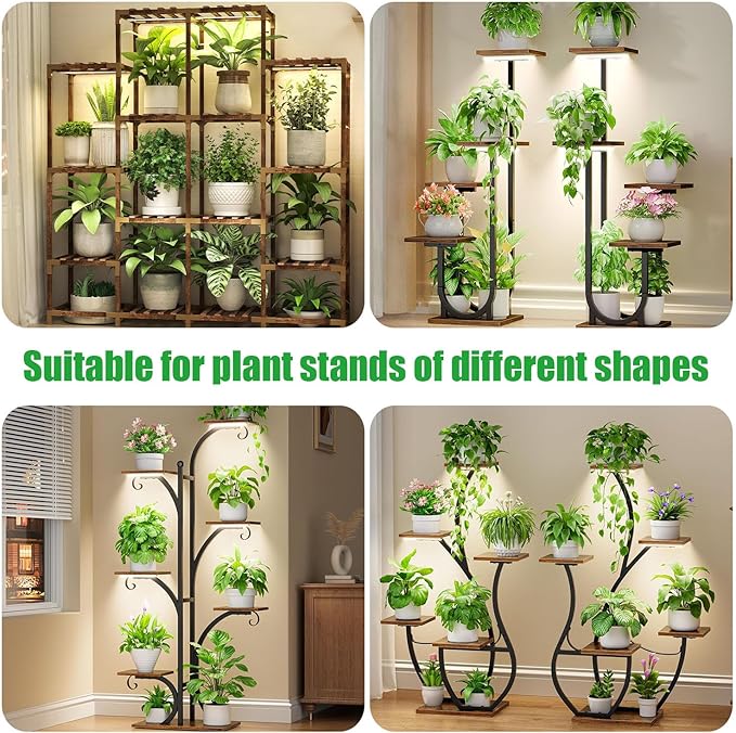 2 Head 13 Inches LED Grow Light Strips, Grow Lights for Indoor Plants Full Spectrum 3500K, 96 LEDs Plant Light with Auto On/Off and 3/9/12H Timer, 10 Dimmable Levels for Seedling Succulent