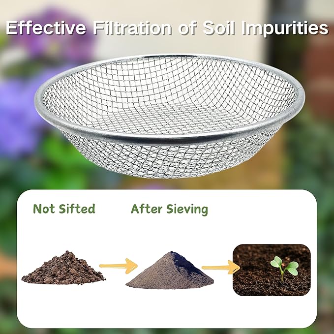 3PCS Soil Sifter for Gardening, Rock Sifter for 5gallon Bucket, Dirt Sifter Compost Sifter, Sifter for Gravel Sawdust Vermicompost
