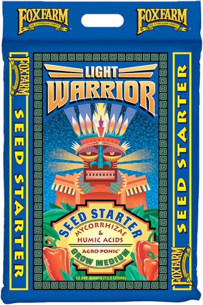 FoxFarm Light Warrior Seed Starter Growing Medium, 12 Quart - Beneficial for Seed Germination and Root Development, Indoor/Outdoor Cultivation - Ideal Nutrition for Plant Seedlings