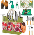 Garden Tool Set, 10 PCS Gardening Essentials, Stainless Steel Garden Hand Tools with Tote Bag, Well-Designed Gardening Supplies Kit Gifts for Women Men Gardeners