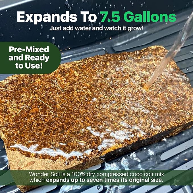 WONDER SOIL | (30 Quarts) The Only Ready to Plant Compressed Coco Coir Fully Loaded with Nutrients | 3-Pack Organic Coco Coir Brick | 3 Bricks Expands to 30 Quarts | Incl Worm Castings & Nutrients