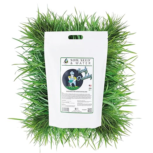 Soil Seed & Water Turf Daddy Organic Lawn Fertilizer – Long Term Soil Amendment for Long Lasting Greens, Lawns and Grass - Overseeding Blend - OMRI Listed