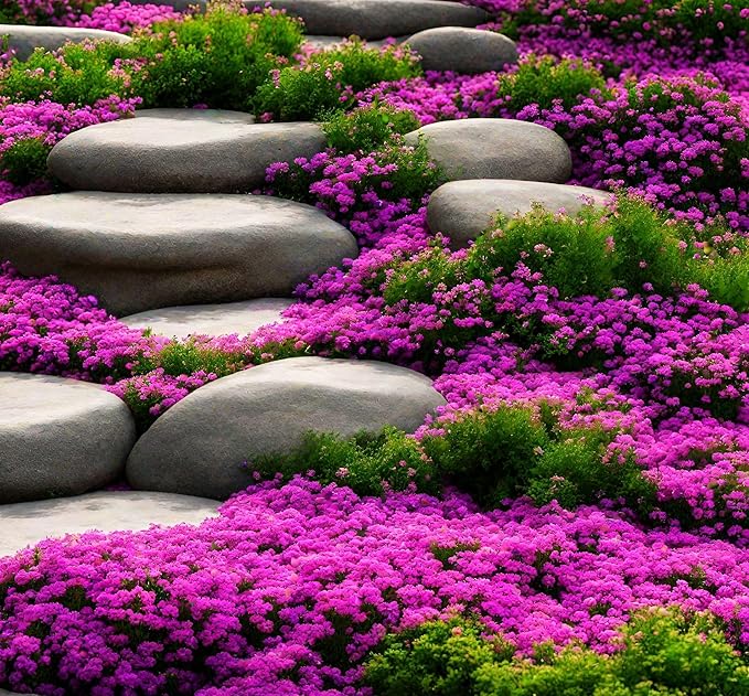 3000+ Pcs Red Pink Purple Creeping Thyme Seeds Ground Cover Plant Seeds Perennial- Non-GMO Heirloom Flower Perennial Creeping Thyme Seeds for Planting