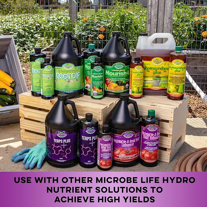Microbe Life Hydroponics Fruit and Vegetable Plant Growth Yield Enhancer Supplement, Plant Nutrients for Better Growth and Yield, Use with Any Feeding Systems Including Hydroponics or Soil, 16 Ounces