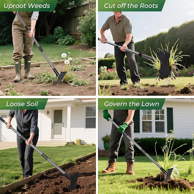 Walensee Garden Weeder Tool – Manual Weed Puller & Uprooting Weeding Tool with Weed Rake, Long Handle Grass Remover for Easy Weed Removal, Ideal Gardening Weeding Tool & Garden Hoe for Weeding