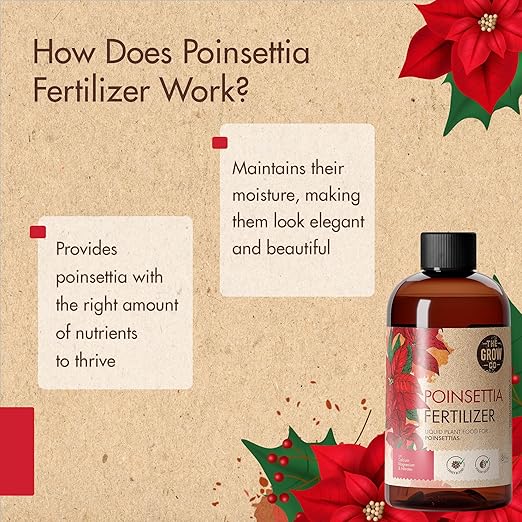 8oz Poinsettia Fertilizer - Easy to Use Poinsettia Plant Food - Keeps Your Christmas Flowers Fresh, Colorful & Vibrant All Holiday Seasion - Ideal Fertilizer for Long-Lasting Christmas Flower Decor