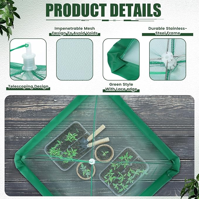 20 Pcs 17 Inch Mesh Plant Cover Plant Protectors from Animals Outdoor Plant Tent for Vegetables Food Cover Net Garden Netting Cover Collapsible Plant Umbrella to Keep Small Animals Out