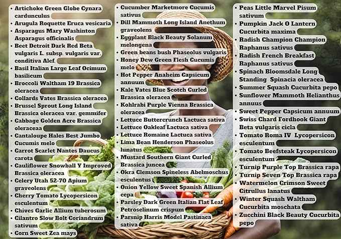 B&KM Farms 30,000+ Survival Seed Kit 5+ Year Supply. 50 Fruit & Vegetable Non-GMO Heirloom Seeds for Planting a Home Garden. Secure Emergency Weather-Proof Package(1, Large)