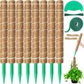EAONE Moss Pole 128 Inch, 8 Pack 16" Monstera Plant Support for Climbing Potted Live Plants Indoor, Stackable Coco Coir Moss Sticks Monstera Stakes for Pothos Philodendron, with Garden Labels & Ties