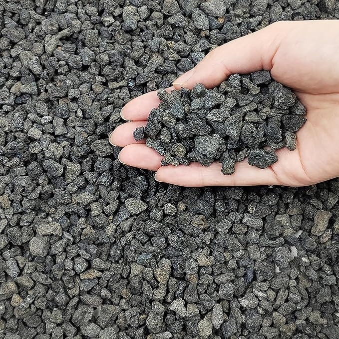 2 lbs Small Black Lava Rocks for Plants,1/4 Inch Crush Volcanic Rock Pumice Soil Additive for Succulent Aquarium Cactus Bonsai Fire Pits and Garden Landscaping