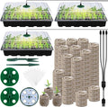 3 Pack Seed Starter Tray Kit with Grow Light Germination Trays with Humidity Dome, 120 Peat Pellets, Gardening Tools, Plant Labels, Plant Growing Trays for Seeds Growing Starting, Black