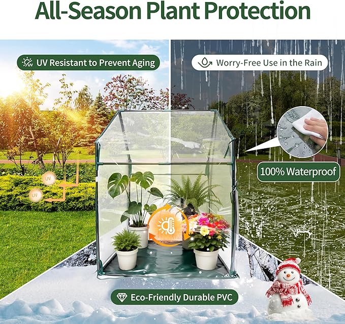 Mini Greenhouse 36"x36"x58.5" Plant Cover Tent Seed Starting Waterproof Floor Mat Small Plant Tent for Use on Patio Balcony Porch & Indoors/Outdoors