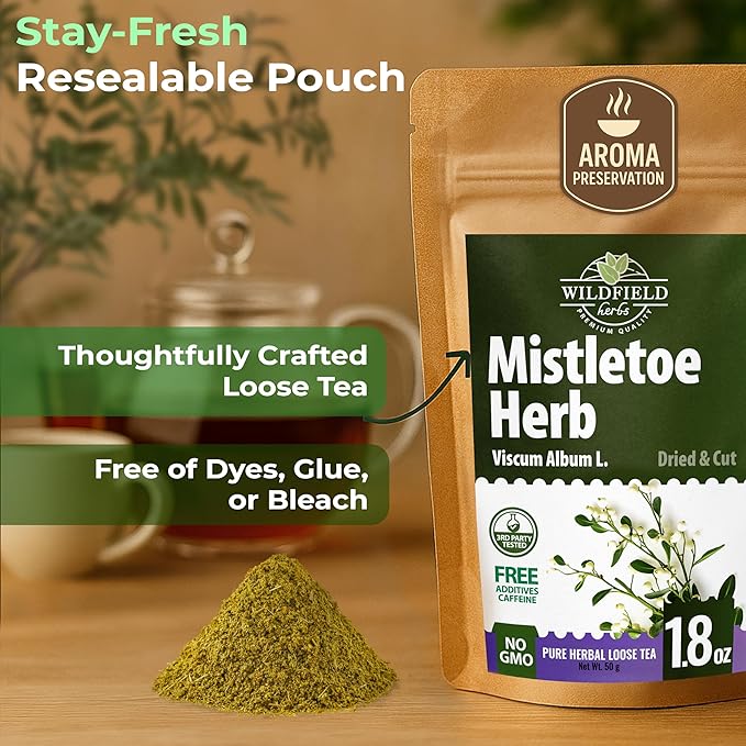 1.8 oz. Dried Mistletoe Herb Tea Goat'S (Viscum) - 50g Mistletoe Herb Herbal Tea Muerdago