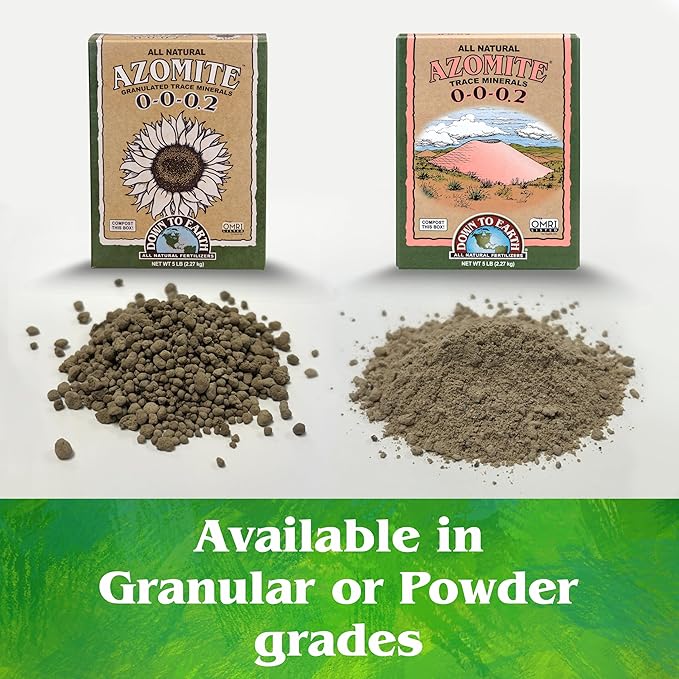 Down To Earth All Natural Fertilizers Organic Azomite Granulated Trace Minerals - Essential Minerals for Improving Plant Growth 0-0-0.2, 5lb