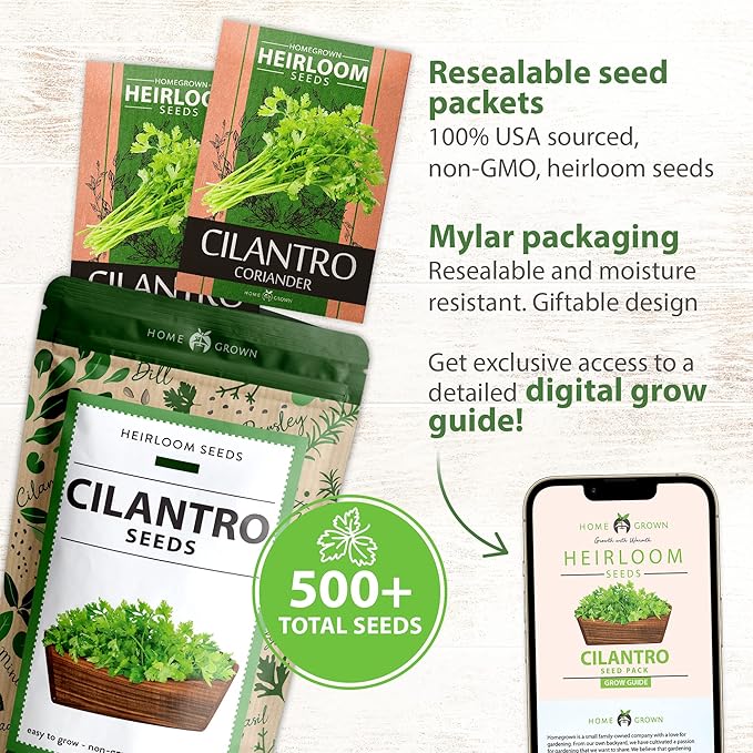 Kitchen Herbs – Lemon Balm, Cilantro, Romaine Lettuce & Cherry Belle Radish – 5,600+ 𝗡𝗢𝗡-𝗚𝗠𝗢 𝗨𝗦𝗔 Heirloom Seeds – Indoor & Outdoor Growing for Salads & Cooking