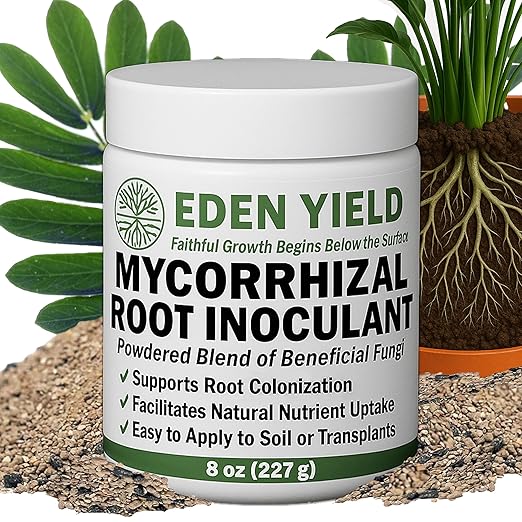 Mycorrhizal Inoculant by Eden Yield – Organic Mycorrhizae Root Enhancer for Plants & Soil – Endomycorrhiza & Ectomycorrhizal Fungi, Beneficial Bacteria, Trichoderma 8 oz (1/2 lb) Treats 30