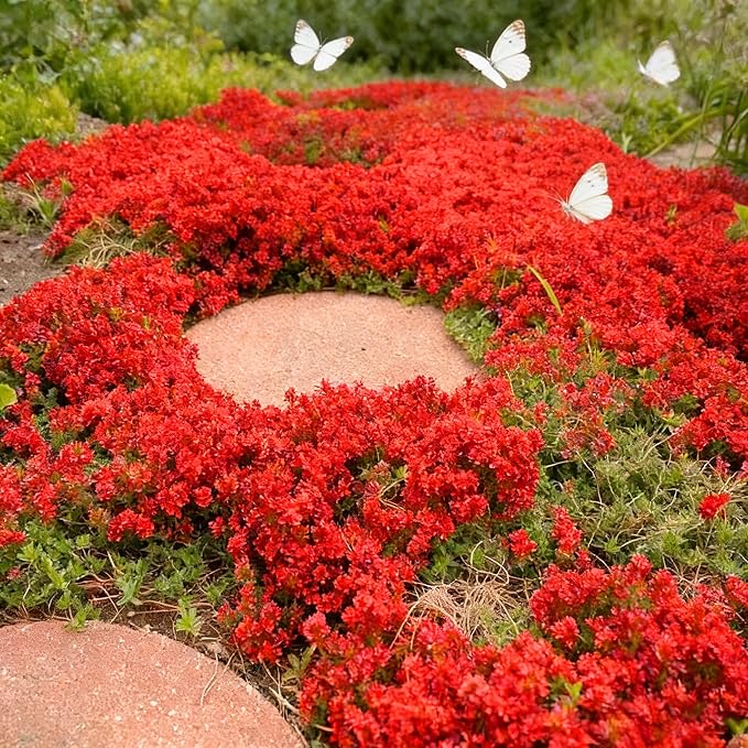 Red Creeping Thyme Ground Cover Flower Seeds for Planting, 20000+pcs Perennial Red Creeping Wild Thymus Seeds, Non-GMO Heirloom Wild Thymus Serpyllum Flower Plants for Home Garden Outdoors