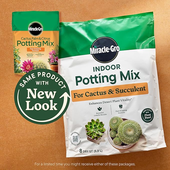 Miracle-Gro Indoor Potting Mix (8 qt.) and Indoor Plant Food (8 fl. oz.) for Cactus & Succulent - Bundle for Growing and Fertilizing Indoor Cacti and Succulents