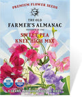 The Old Farmer's Almanac Sweet Pea Seeds (Knee High Mix) - Approx 10 Flower Seeds - Premium Non-GMO, Open Pollinated, USA Origin