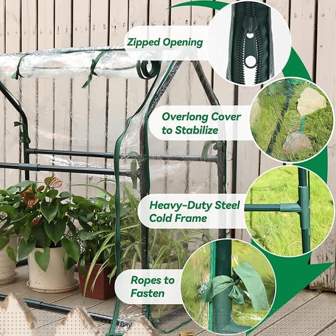 Gardzen Mini Greenhouse with Waterproof Base, Indoor/Outdoor Tabletop Greenhouse for Seed Starting, Plant Protection, Gardening & Winter Shelter, 36.2"(L) x18.9(W) x33.3(H)