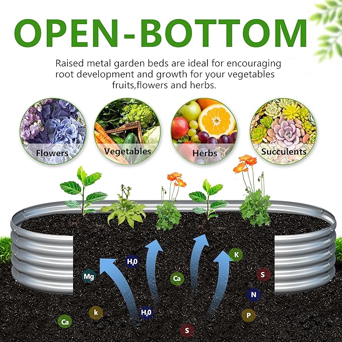 Easllre 2PCS 6x3x1ft Galvanized Metal Raised Garden Bed Kit,Outdoor Planter Box Vegetables,Flowers,Herbs Durable Rust-Resistant Patio Gardening Beds