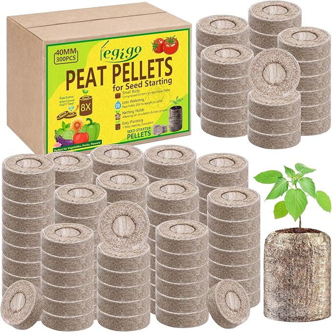 Legigo 300 Pcs 40mm Seed Starter Peat Pellets for Seedlings- Compressed Seed Starter Pods Seed Starting Pellets Plugs Soil Peat Pods for Starting Seeds, Garden Planting Herb Flower Vegetables