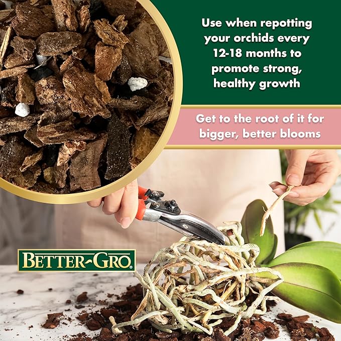 Better-Gro Special Orchid Mix - Premium Grade Orchid Bark Potting Mix, Repotting, Enhanced Drainage, Air Flow & Root Ventilation, Ideal for Phalaenopsis, Cattleyas, Dendrobiums 4 Quarts (Pack of 2)