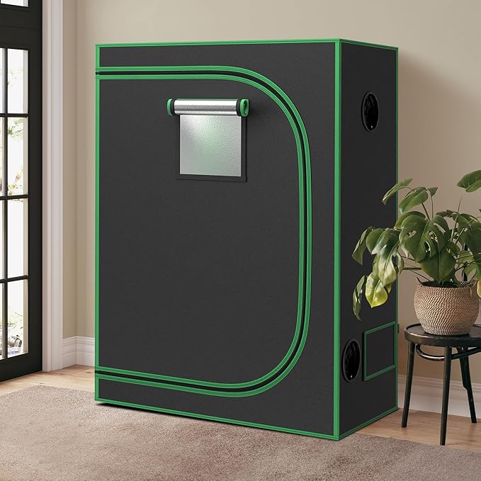 JupiterForce 2x4 Grow Tent with Observation Window and Floor Tray, High Reflective Mylar Hydroponic Grow Tents Indoor Grow Room for Home, Plant Growing, Black, 24"x 48"x 60"