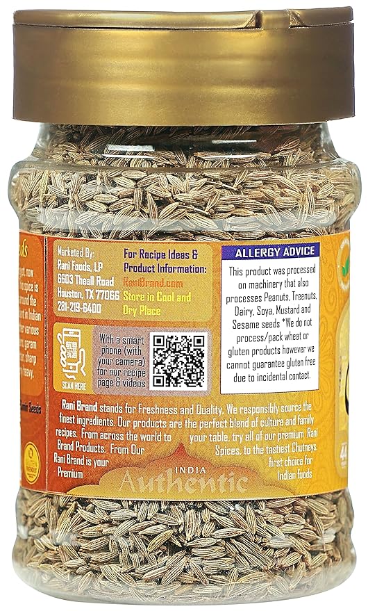 Rani Cumin Seeds Whole (Jeera) Spice 3oz (85g) PET Jar ~ All Natural | Gluten Friendly | NON-GMO | Kosher | Vegan | Indian Origin