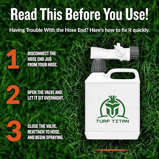 Turf Titan Thatch Buster Liquid Lawn Aerator and Dethatcher (32 oz) with Hose End Sprayer – Liquid Soil Loosener for Compacted & Clay Lawns – Improves Drainage & Root Growth – Covers 6,000 Sq Ft