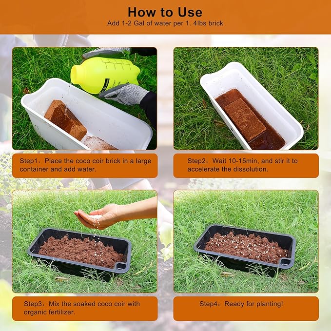 10 Pack Premium Coco Coir Bricks, Coco Coir for Plants, Coconut Fiber Substrate with Low pH & EC, Organic Coconut Fiber for Indoor & Outdoor Gardening and Potting Mix
