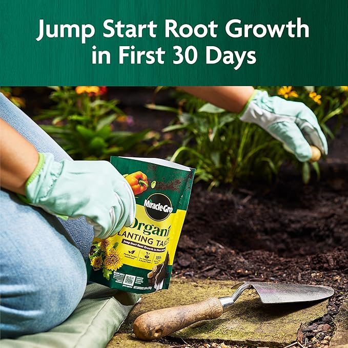 Miracle-Gro Organic Planting Tablets - for Transplants and Starter Plants, Formulated with Calcium, Plant Fertilizer, Boosts Early Rooting, OMRI Listed, 20 Tablets