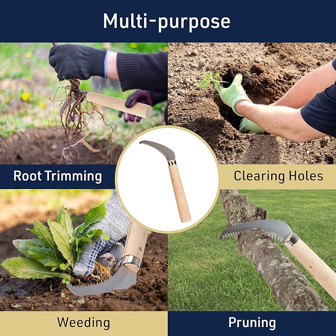 Japanese Saw Hand Saw - 8” Root Cutter with Sharp 2.75” Serrated Stainless Steel Blade and 30-Degree Cutting Angle - Garden Tools for Gardening and Landscaping by Kings County Tools