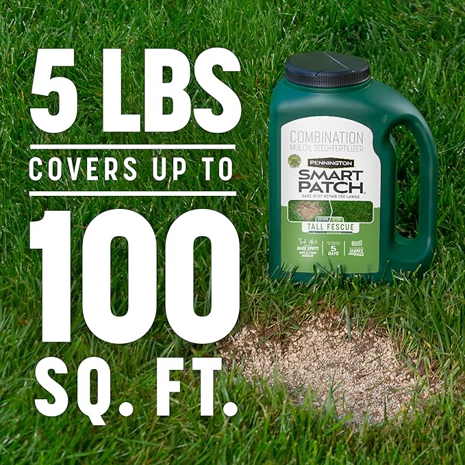 Pennington Smart Patch Tall Fescue 5lb 100 sq. ft. Grass Seed Bare Spot Repair with Mulch and Fertilizer