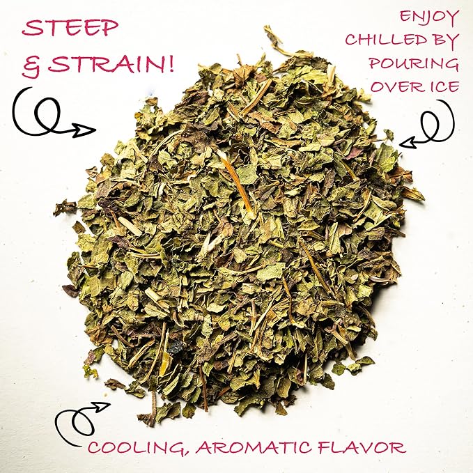 Worldwide Botanicals Organic Peppermint Loose Leaf Tea, 4 oz - Pacific Northwest Organic Cultivation, Highly Aromatic Digestive Tea, Antioxidant, Caffeine Free