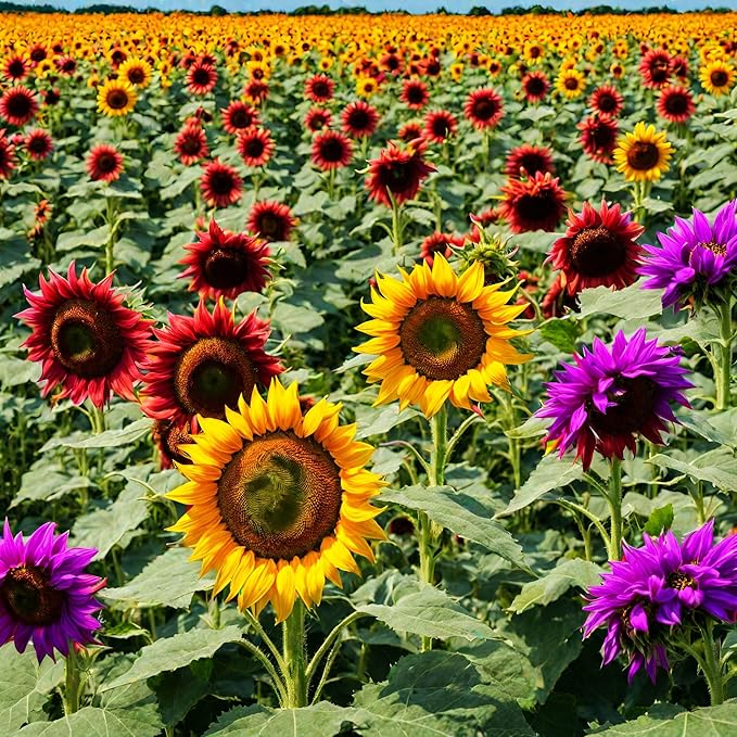 100 Pcs Multicolor Dwarf Variegated Sunflower Seeds Home Garden Decor Plant