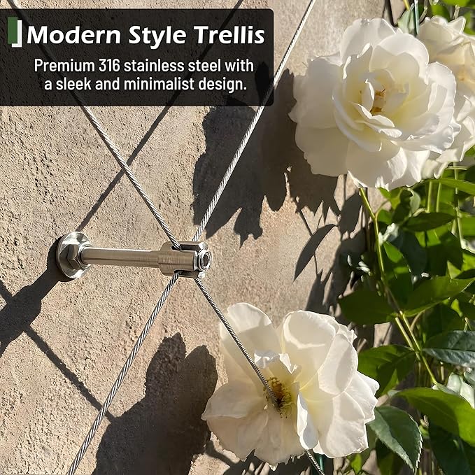 Wire Trellis for Climbing Plants Outdoor, 20-Set Wall Trellis Kit for 5/64"(2mm) Wire Ropes, T316 Espalier System for Fence and Garden DIY Projects (Hubs Only, Without Cable)